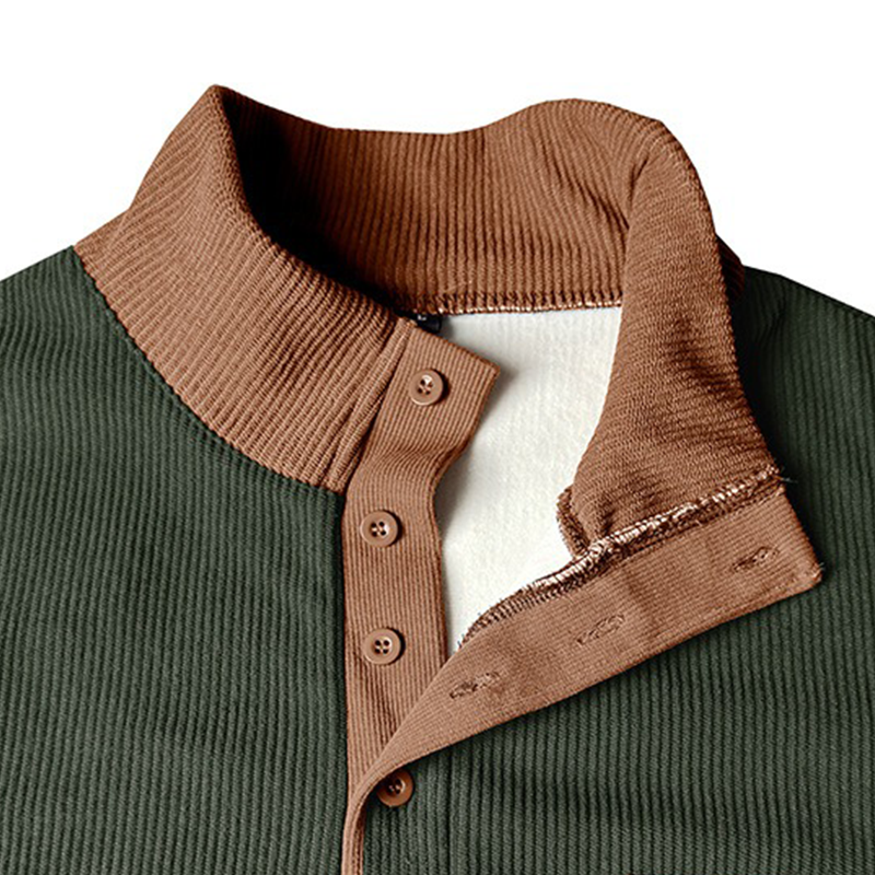 Men's Contrasting Corduroy Stand-up Collar Sweatshirt MTA2550H3X