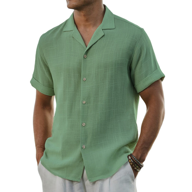 Men's Summer Basic Texture Short Sleeve Shirt MTA0676E7U