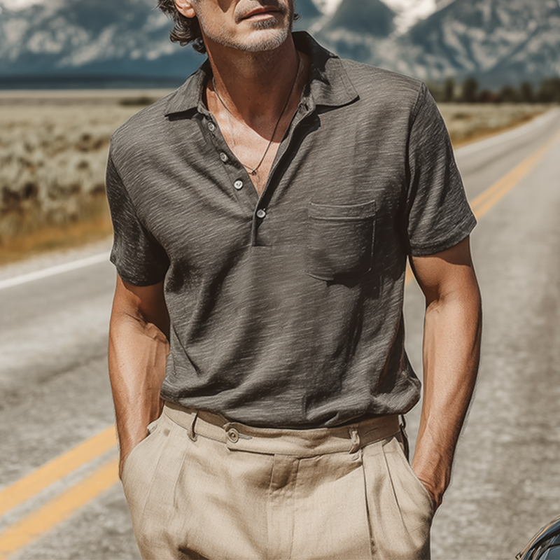 Men's Spring And Summer Fashion Casual Bamboo Cotton Comfortable Breathable Short-sleeved Polo Shirt MTA1129G9K