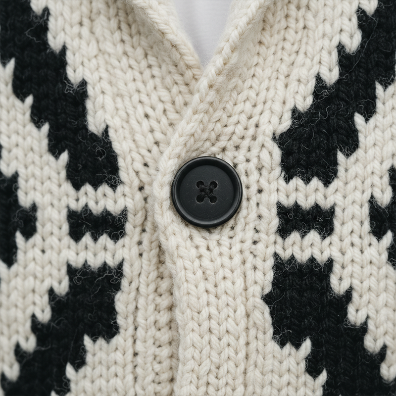 Men's Winter Simple Knitted Jacquard Shawl Collar Cotton Cardigan MTA1678J3P