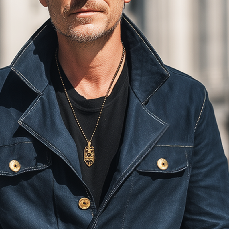 Men's Classic Vintage Blue Button Workwear Denim Jacket MTA1095I6U