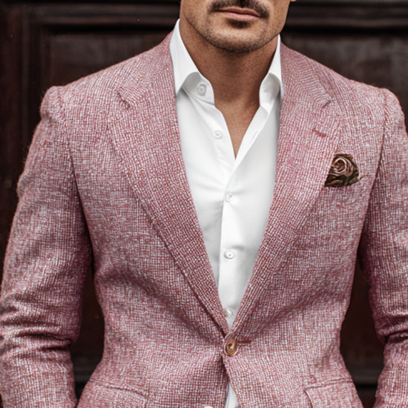 Men's Vintage Tweed Notch Lapel Two Buttons Casual Blazer MTA2991H1Z