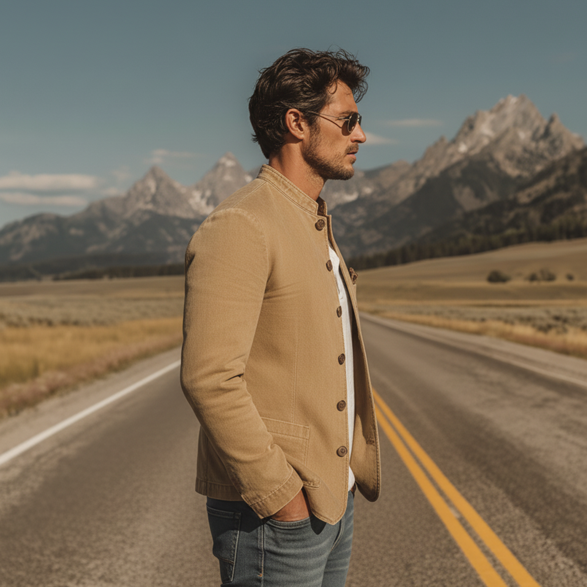 Men's Classic Vintage Washed Twill Cotton Stand-collar Jacket MTA1104L6K