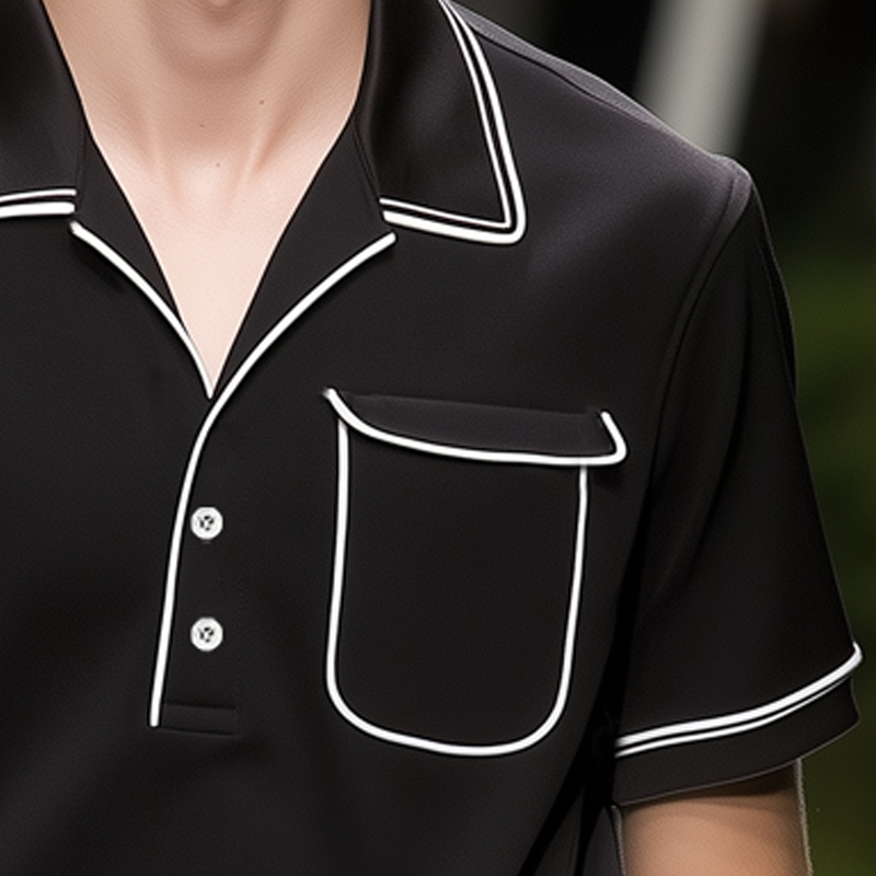 Men's Classic Black And White Polo Neck Short Sleeve T-Shirt MTA2114G5U