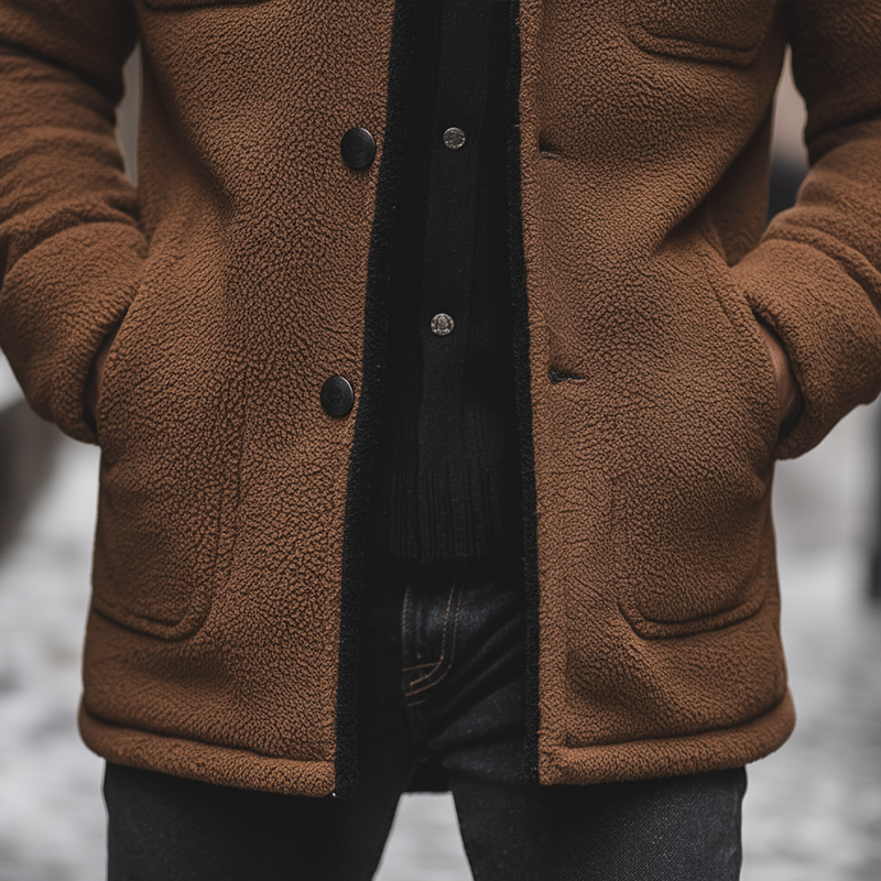 Men's Winter Retro Fleece Warm Button Jacket MTA2761K8P