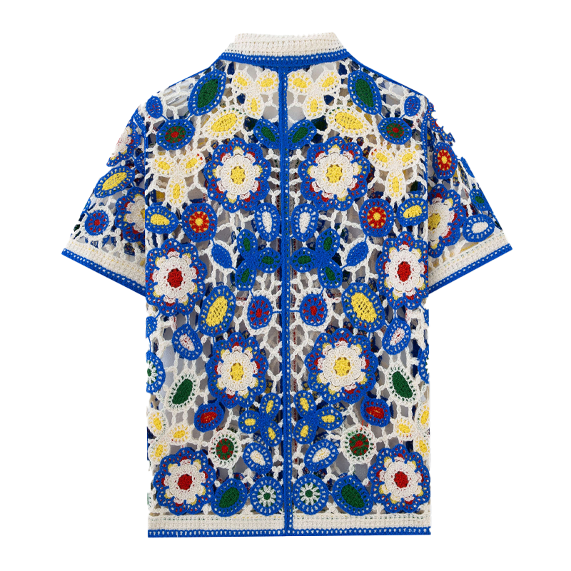 Men's Resort Floral Jacquard Short Sleeve Knit Shirt MTA0556F8X