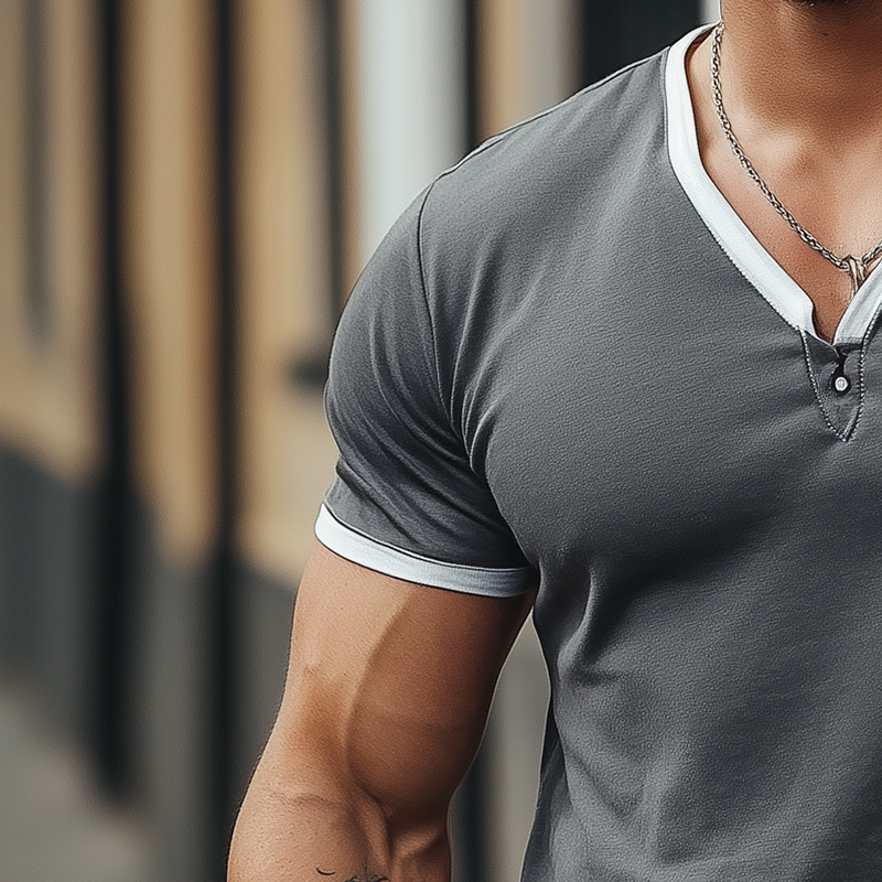 Men's Summer Fashion Slim Fit Knitted Short Sleeve T-shirt MTA2209G9P