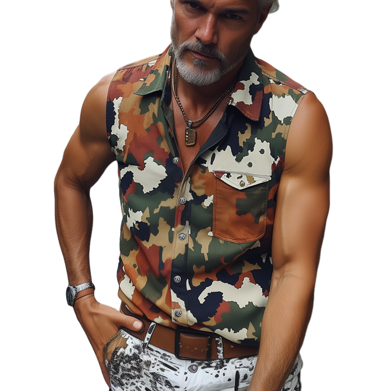 Men's Summer Fashion Camouflage Sleeveless Shirt MTA0692F5U