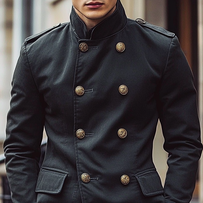 Men's Double-breasted Thin Stand Collar Blazer MTA2550G6X