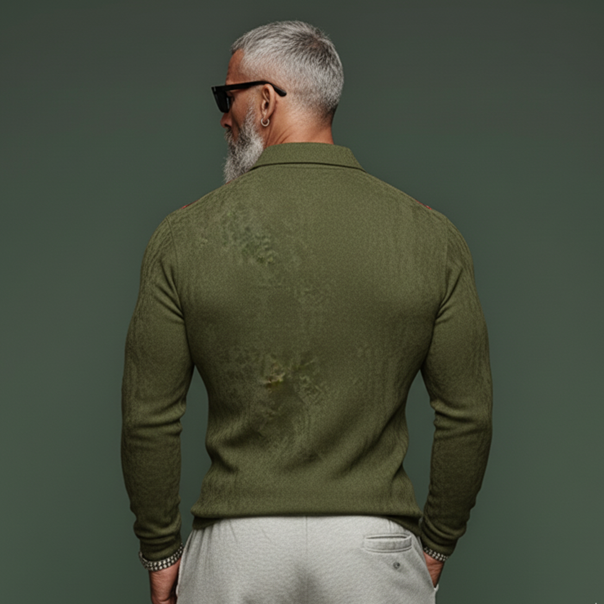 Men's Casual Western Rugged Style Embroidered Faux Suede Long-Sleeve Polo Shirt MTA2786K2K