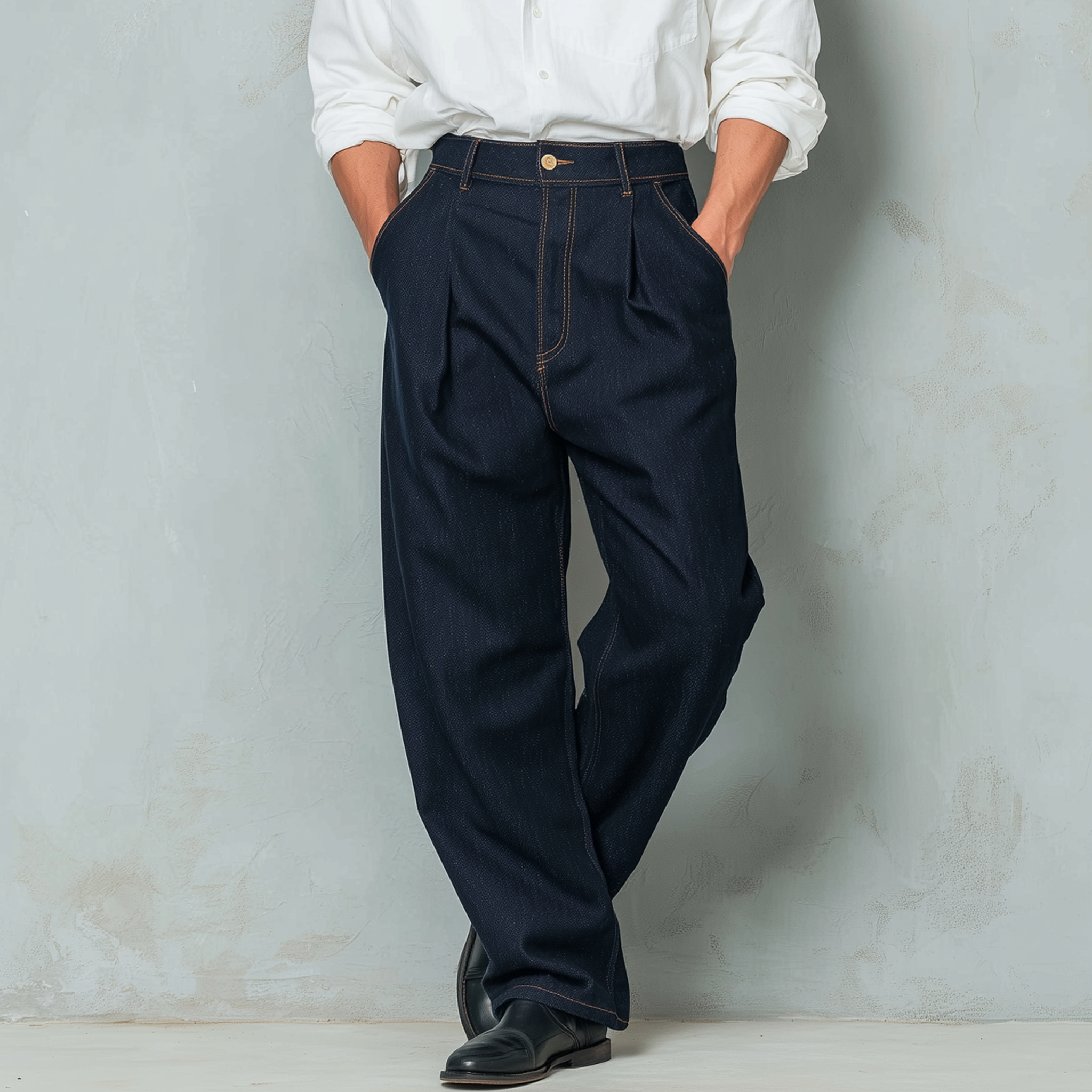 Men's Casual And Business Retro Blue Jeans MTA2964J7K