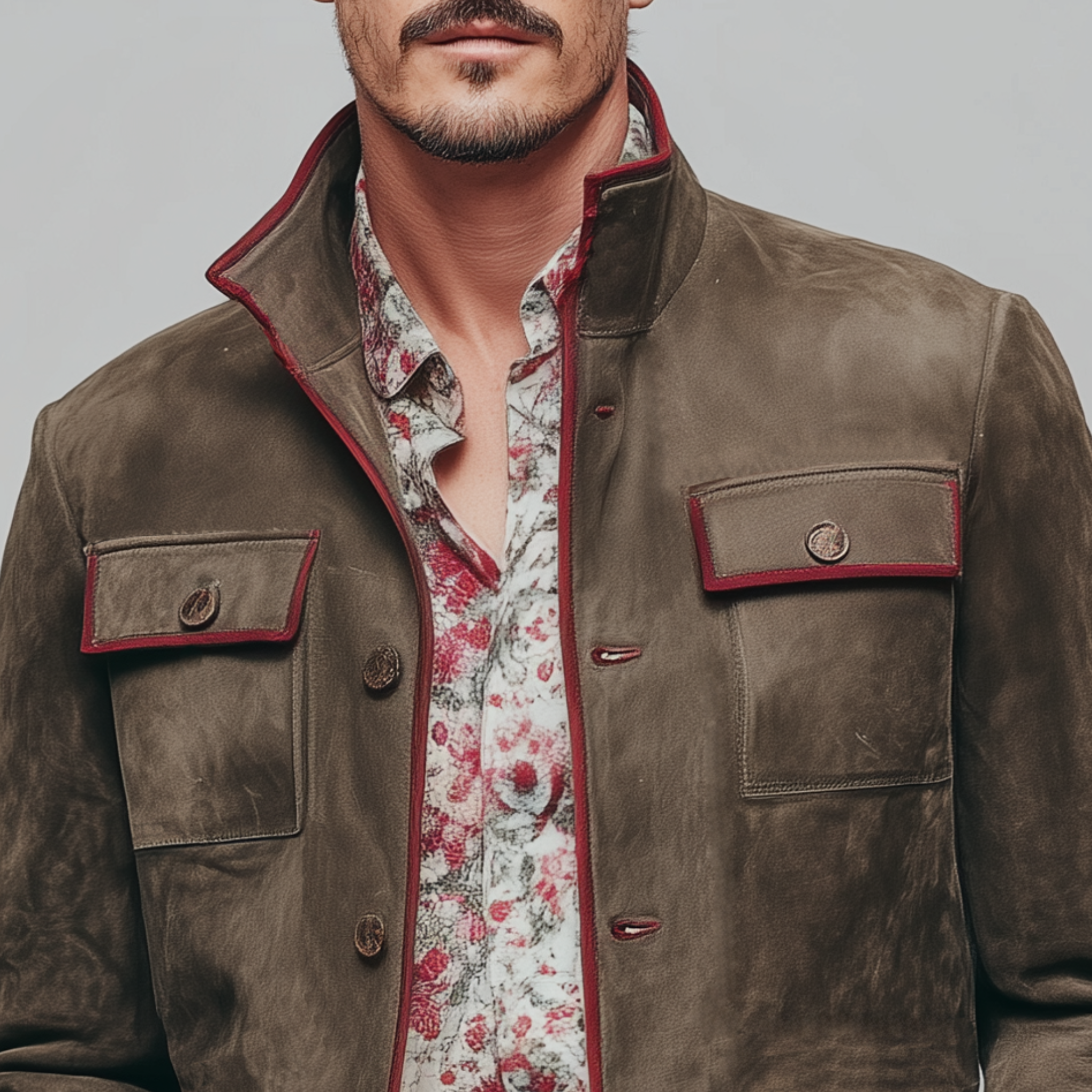 Men's Classic Casual Western Tough Style Multi-pocket Suede Jacket MTA0859I3K