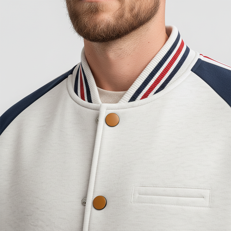 Men's Winter Retro Color Block Cotton Blend Baseball Jacket MTA2716J2P