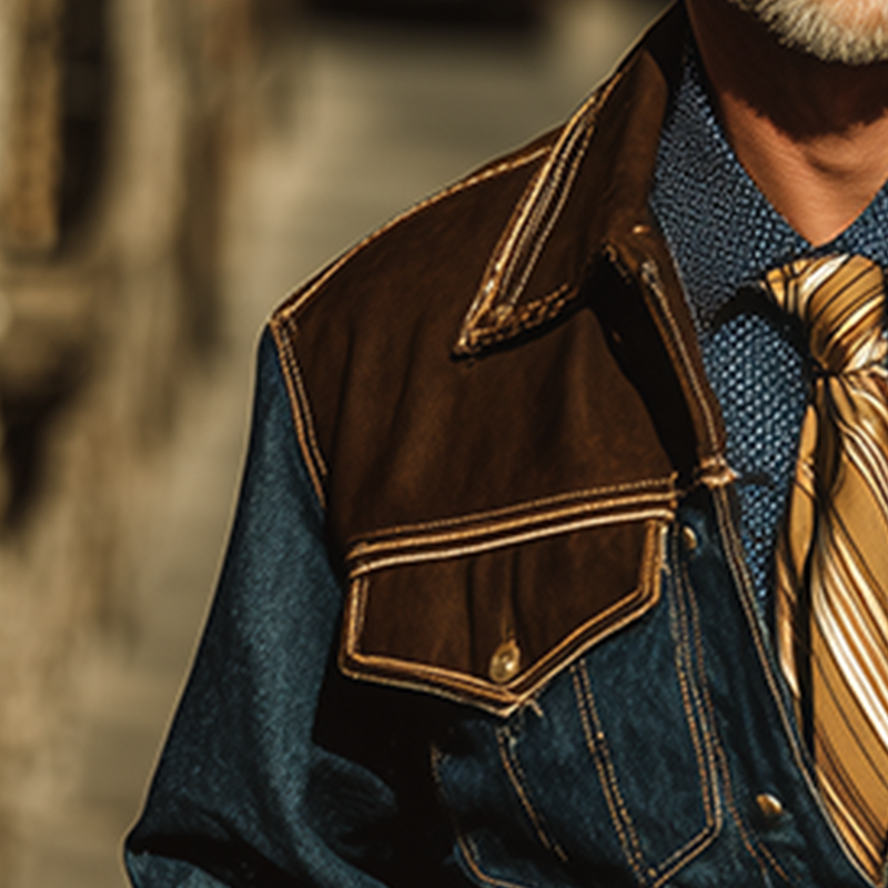 Men's Vintage Denim Faux Suede Long Sleeve Loose Jacket MTA0844I3P