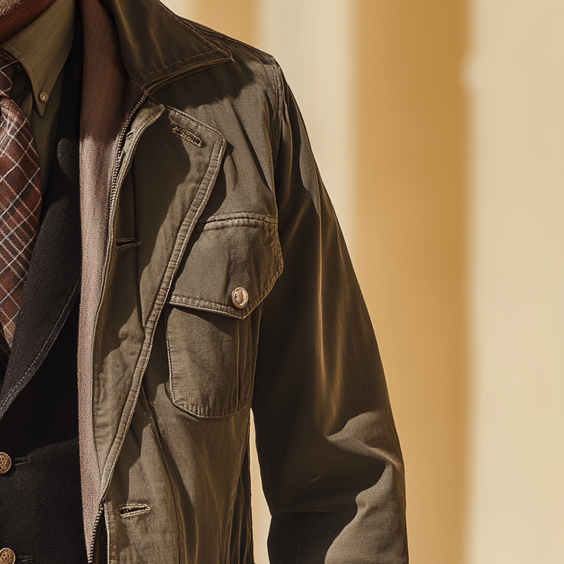 Men's American Retro Style Washed Cotton Blend Mid-Length Trench Coat Jacket MTA0292I2P