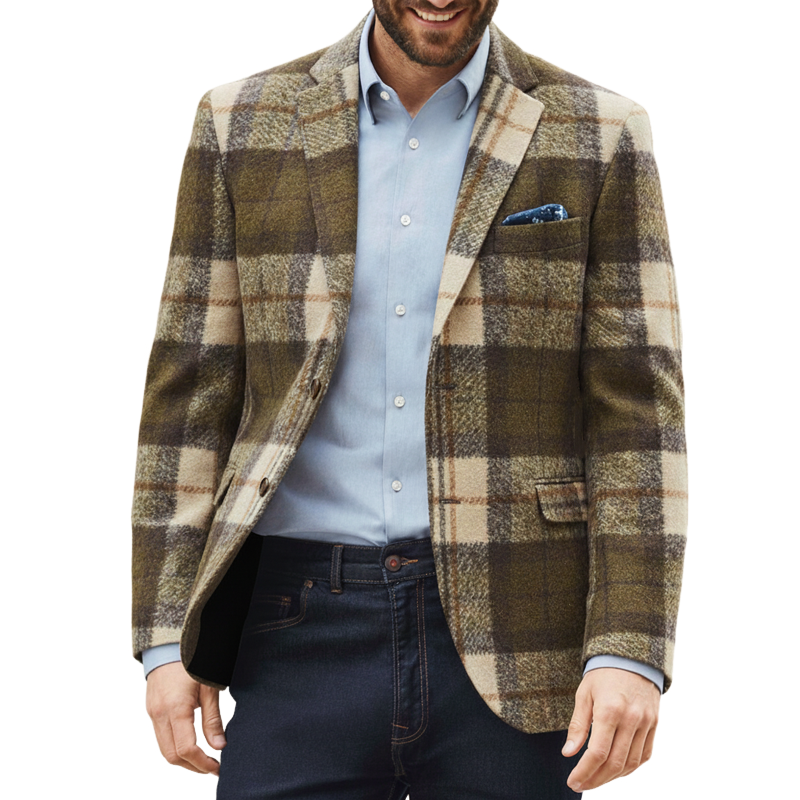 Men's Classic Slim Fit Plaid Two-Button Blazer MTA0947J1U