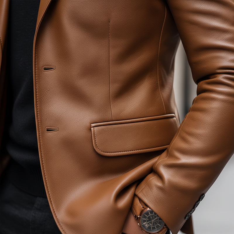 Men's Retro PU Faux Leather Suit Jacket MTA2736K5P