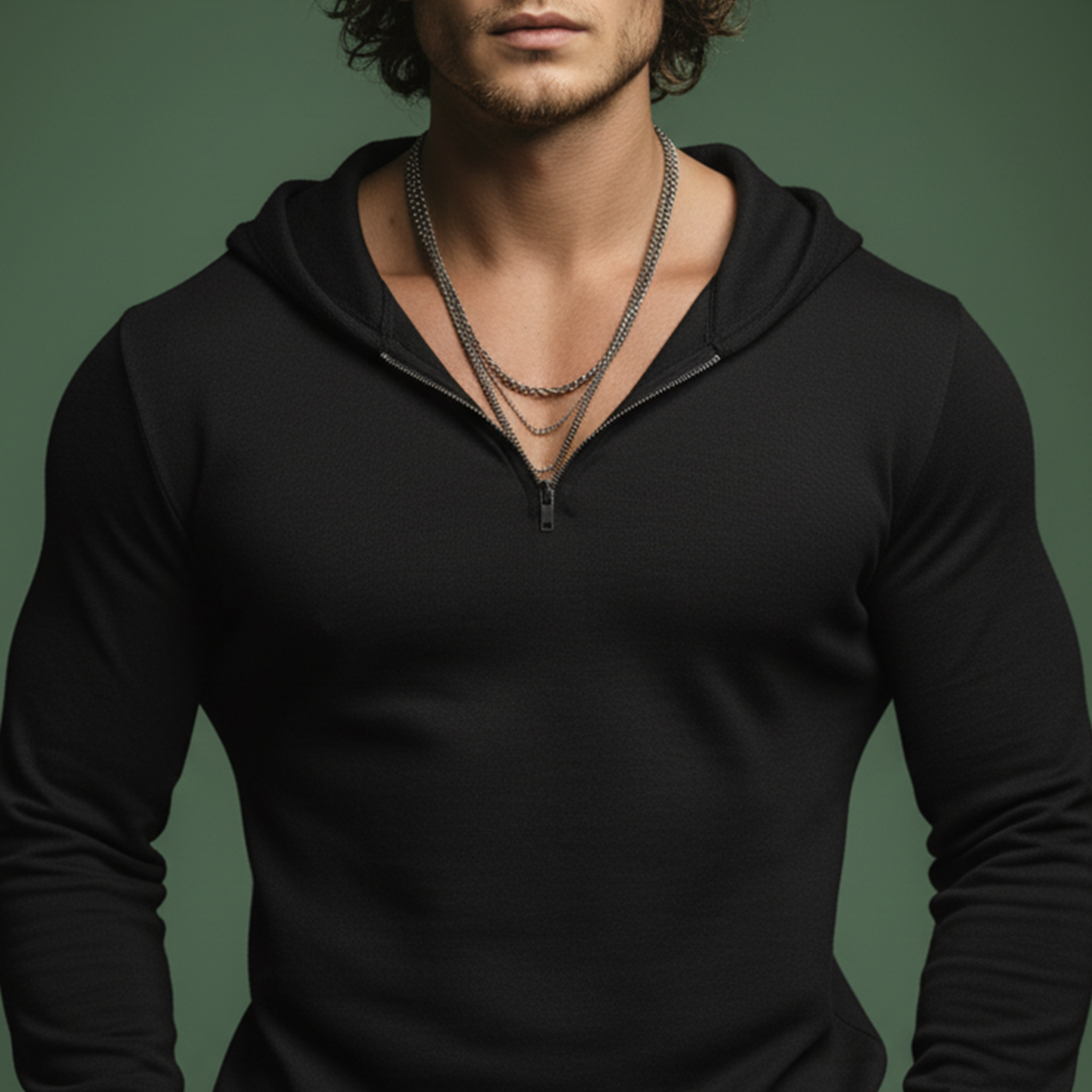 Men's Classic Casual Cotton Blend Slim Fit Hooded V-Neck Long Sleeve T-Shirt MTA2976J7K