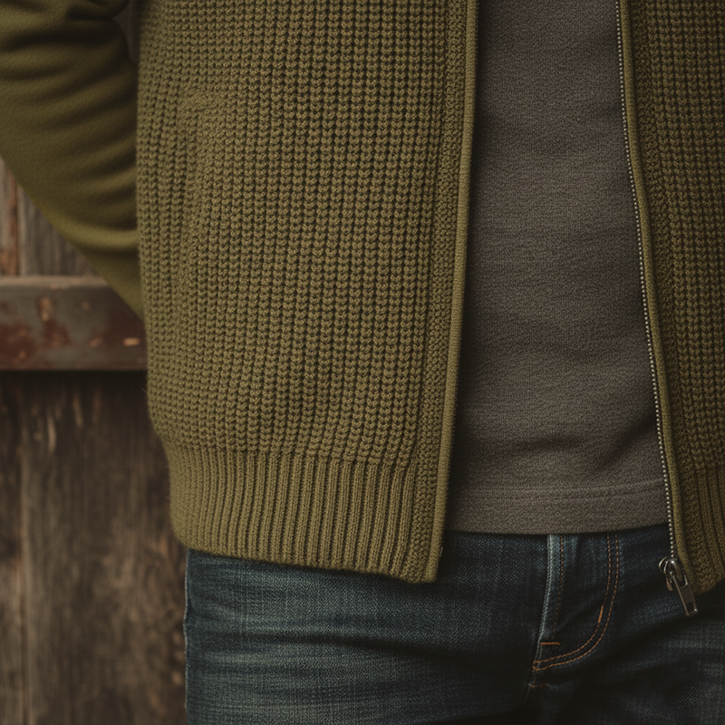 Men's Winter Fashionable Cotton Yarn Knitted Patchwork Cardigan MTA1348J2P