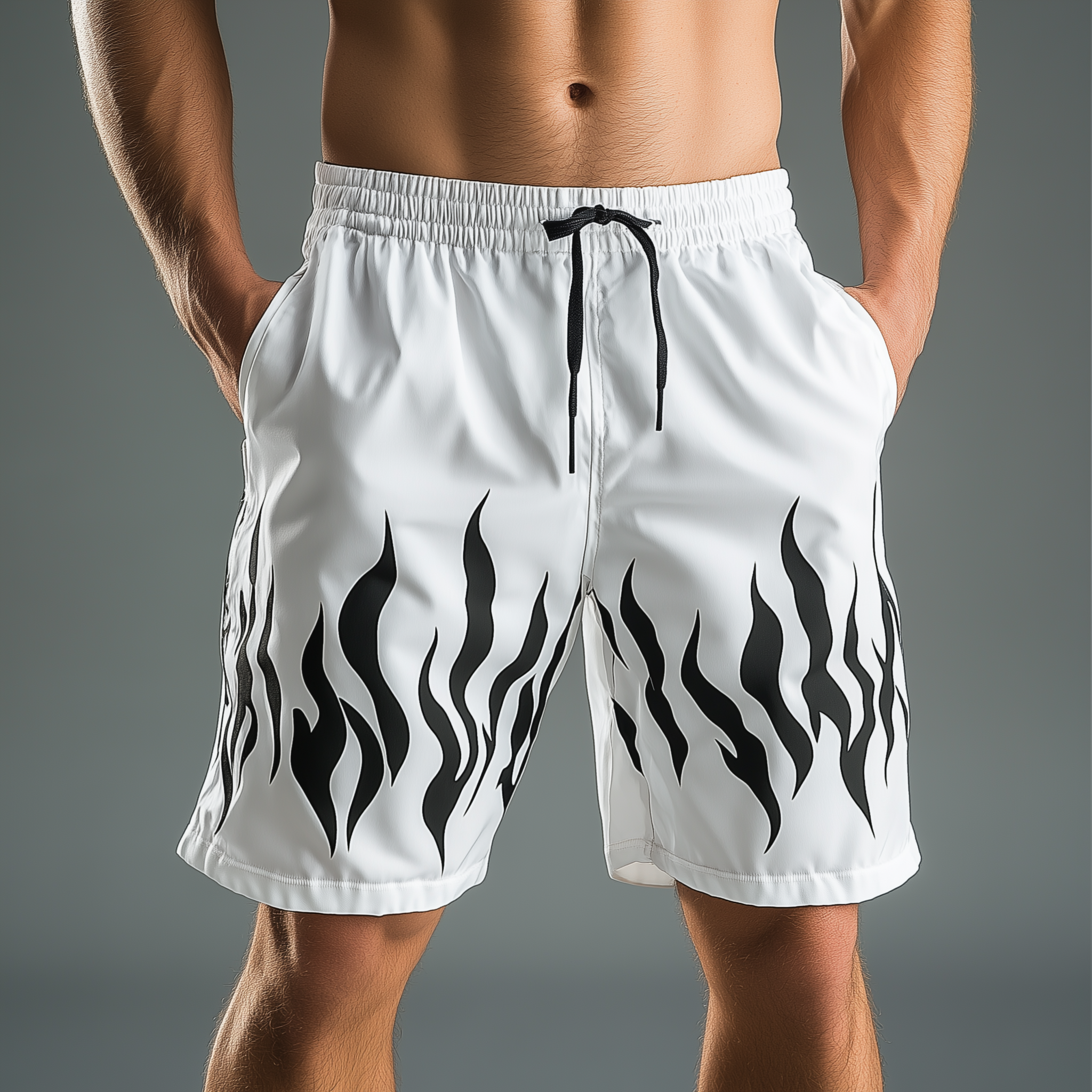 Men's Summer Fashion Flame Print Cotton Blend Sports Shorts MTA0128G4P
