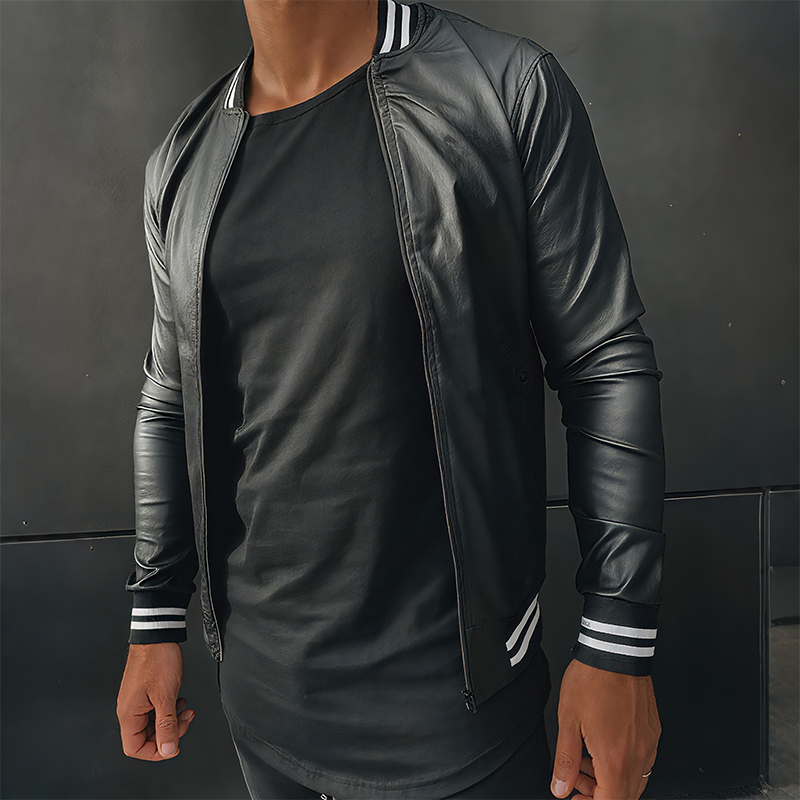 Men's Vintage Casual Slim Fit Zipper Leather Jacket MTA0485G9TO