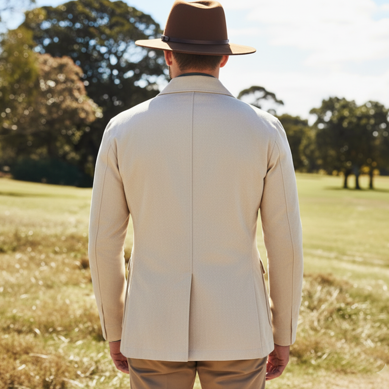 Men's Classic Business Off-white Suede Slim-fit Jacket MTA2041L6U