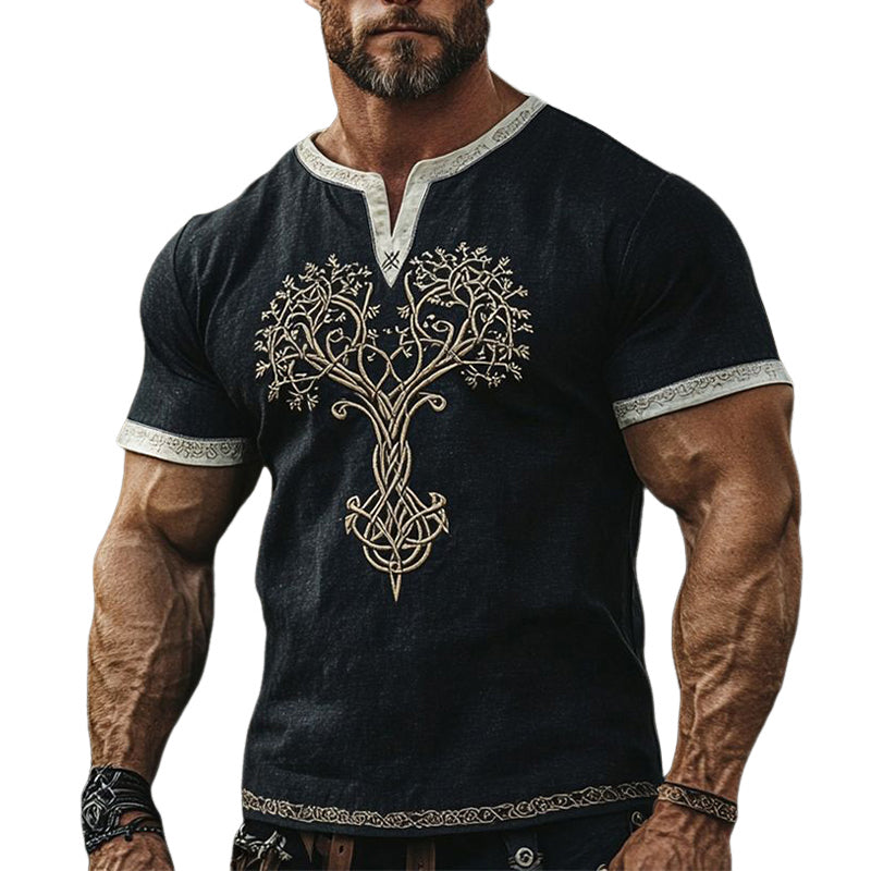 Men's Contrast Print Crew Neck Short Sleeve T-Shirt MTA0850E6X
