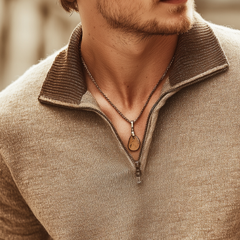 Men's Business Quarter Zipper Neck Knit Short Sleeve T-Shirt MTA0868G2U