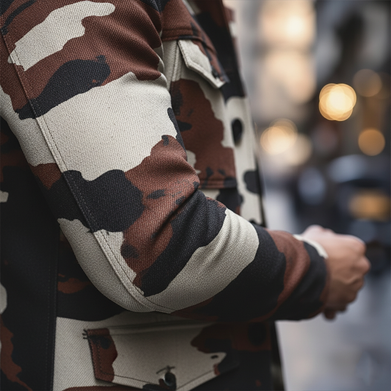 Men's Retro Cow Print Twill Cotton Jacket MTA1038K3P