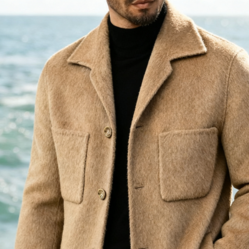 Men's Retro Casual Solid Color Mid-Length Coat MTA1068K8TO