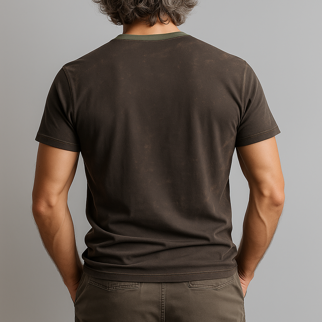 Men's Summer Fashion Star Print Distressed Cotton Blend Short-Sleeved T-Shirt MTA0385G0P
