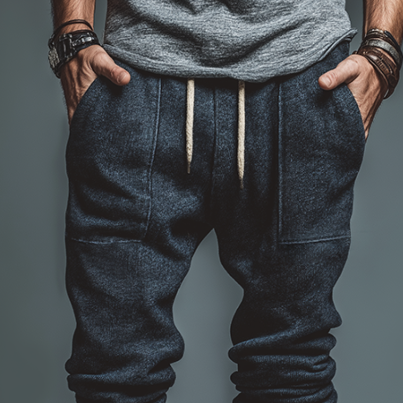 Men's Retro Casual Striped Knit Drawstring Trousers MTA2416J7TO