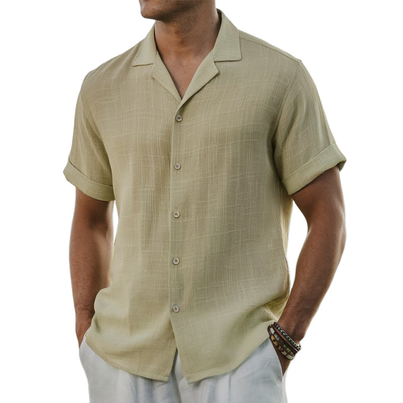 Men's Summer Basic Texture Short Sleeve Shirt MTA0676E7U