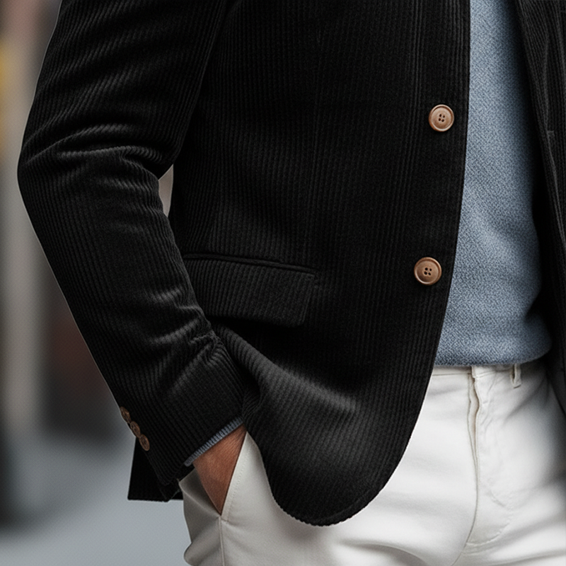 Men's Winter Retro Glossy Corduroy Stand Collar Button Jacket MTA2592K5P
