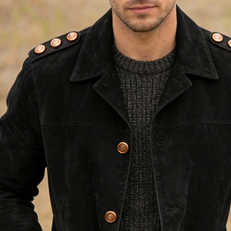 Men's Retro Casual Faux Suede Lapel Button Jacket MTA1248L9TO