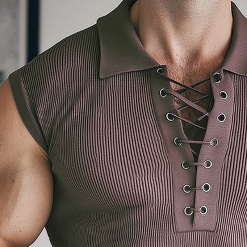 Men's Summer Classic Solid Color V-Neck Knitted Tank Top MTA0710G2U