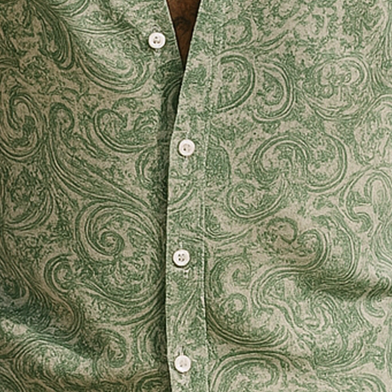 Men's Summer Fashion Printed Polyester Blended Short Sleeve Shirt MTA0902F1P