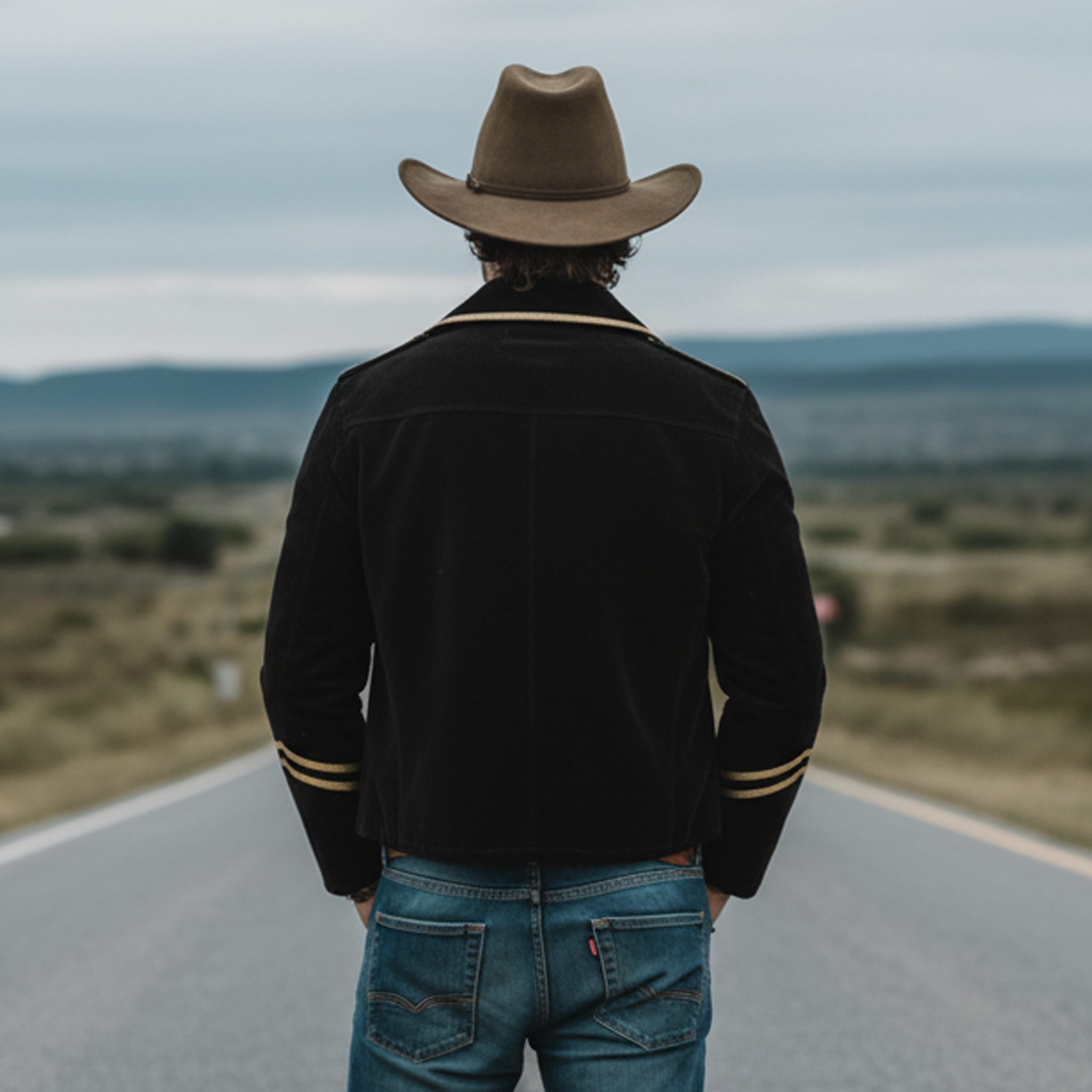 Men's Classic Retro Western Style Lapel Faux Velvet Jacket MTA0499L2K