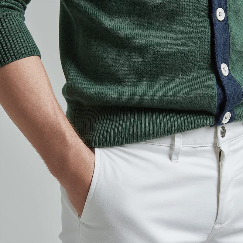 Men's Winter Fashion Contrast Color Cotton Yarn Knitted Thin Cardigan MTA2284J8P