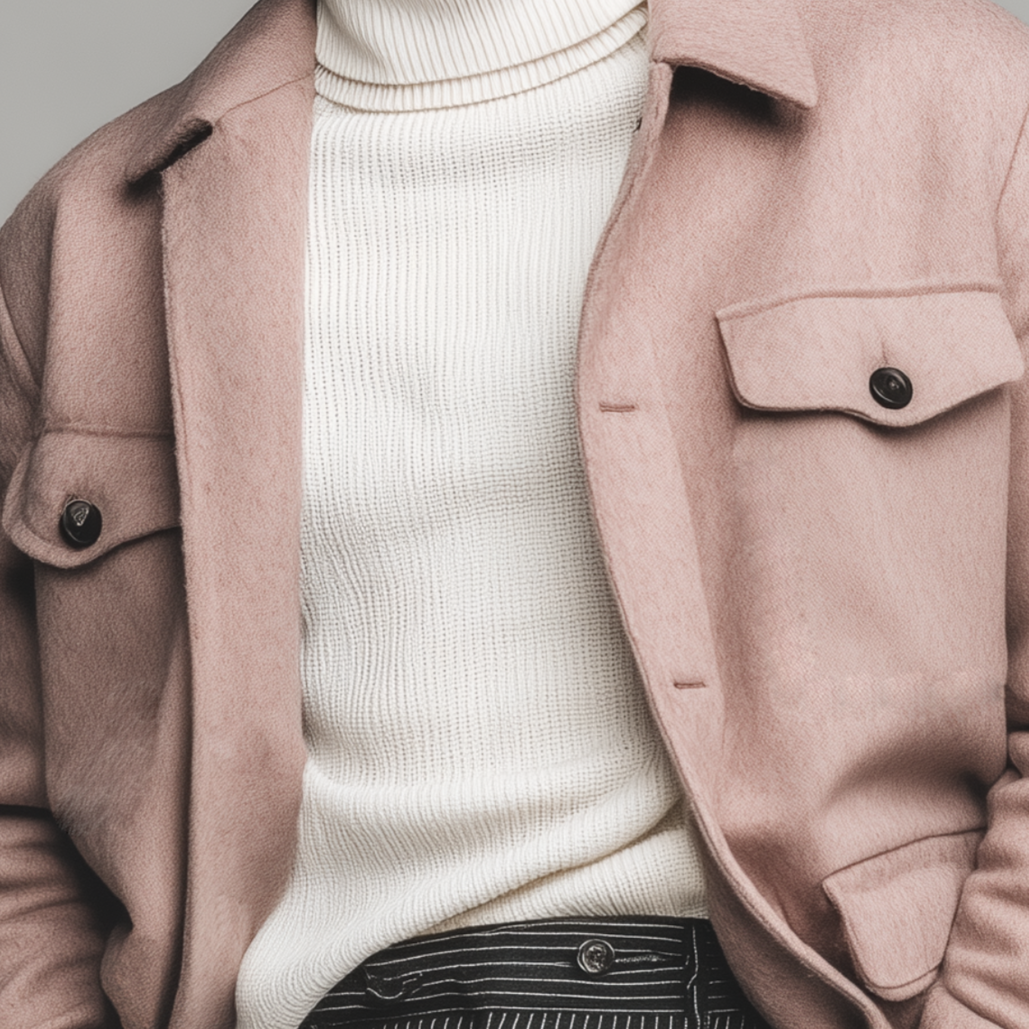 Men's Classic Casual Lapel Pink Faux  Wool Jacket MTA2481I6K