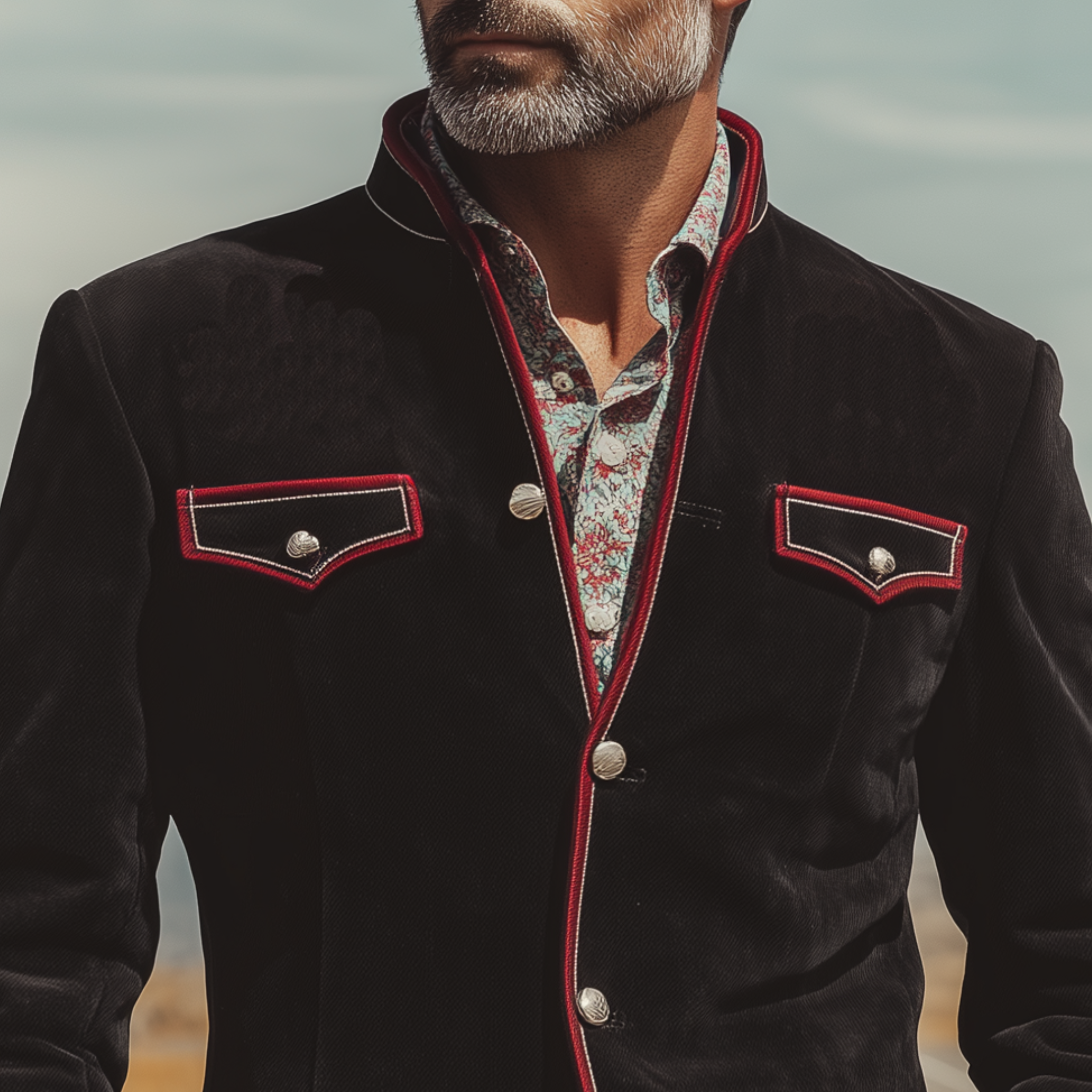 Men's Classic Casual Western Style Stand Collar Suede Jacket MTA0839I8K