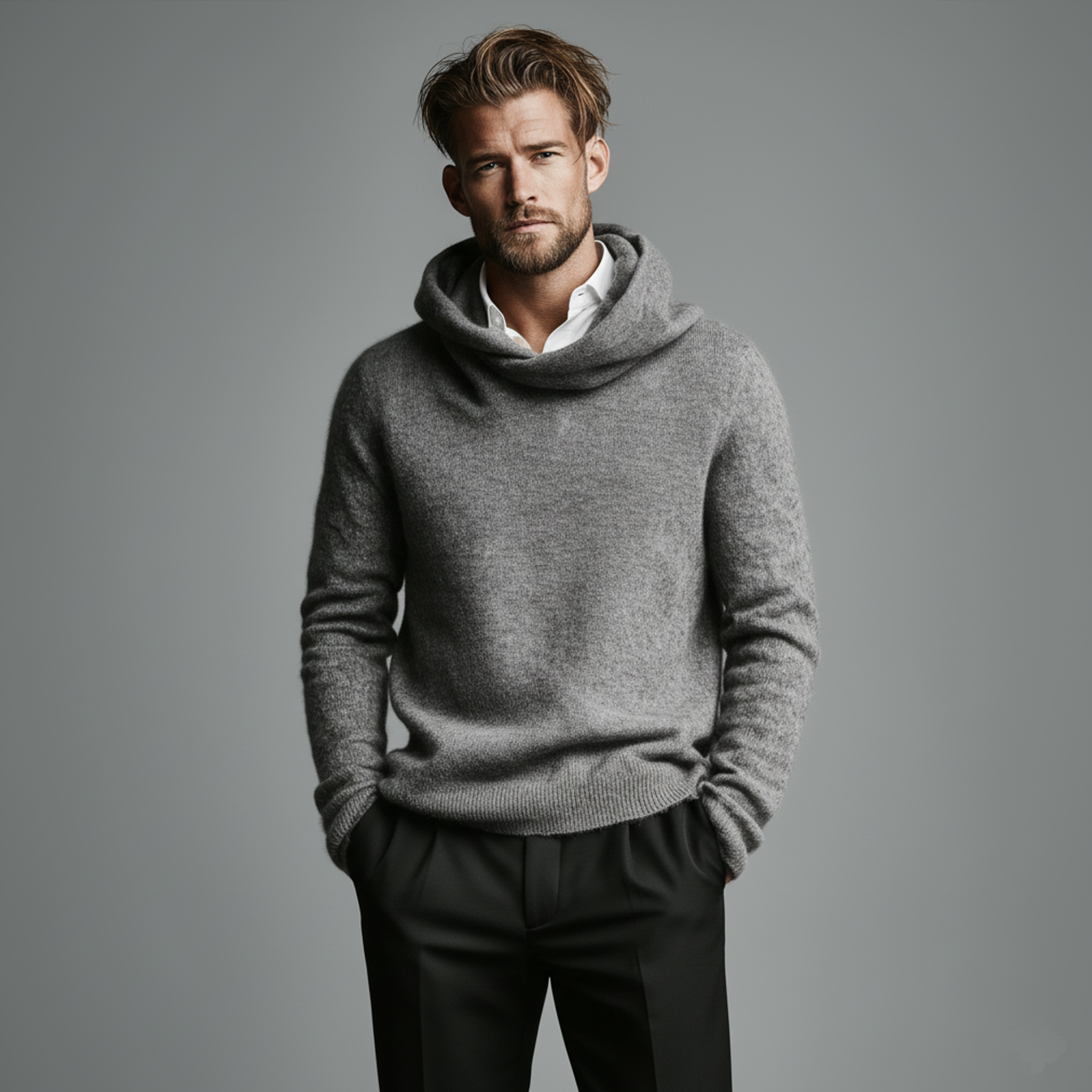 Men's Classic Casual Simple Knitted Hooded Sweater MTA1679J6K