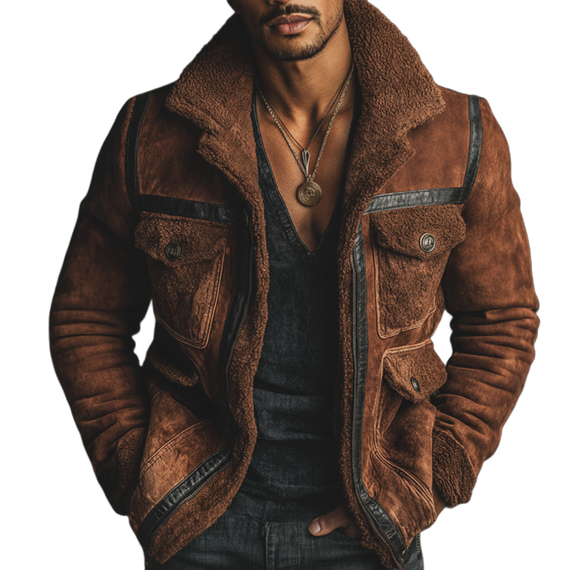 Men's Urban Warm Suede Lambswool Lined Jacket MTA2235K9U