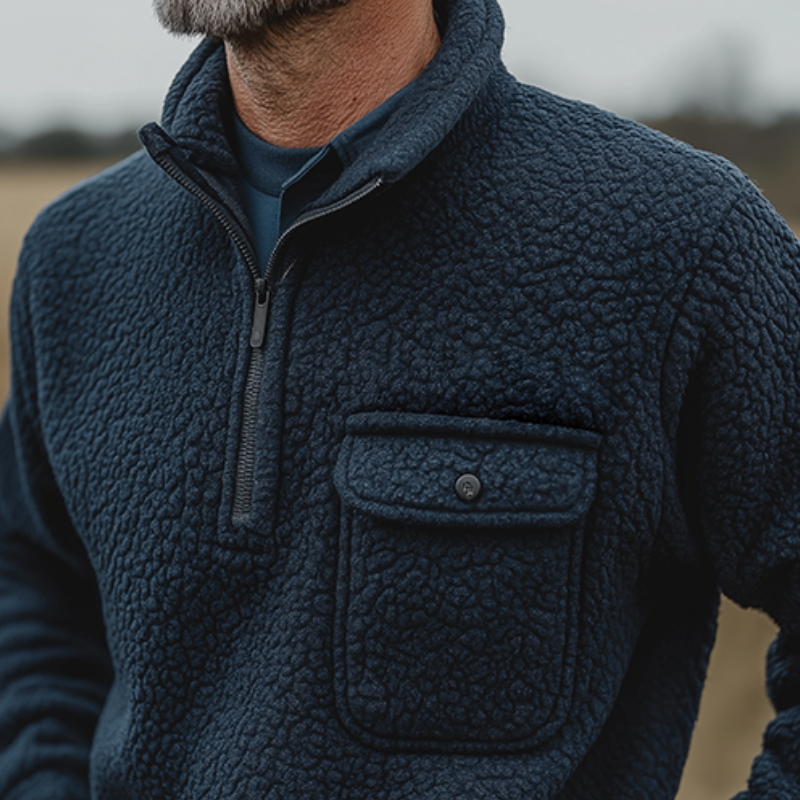 Men's Retro Casual Fleece Warm Zipper Stand Collar Sweatshirt MTA3038J7TO