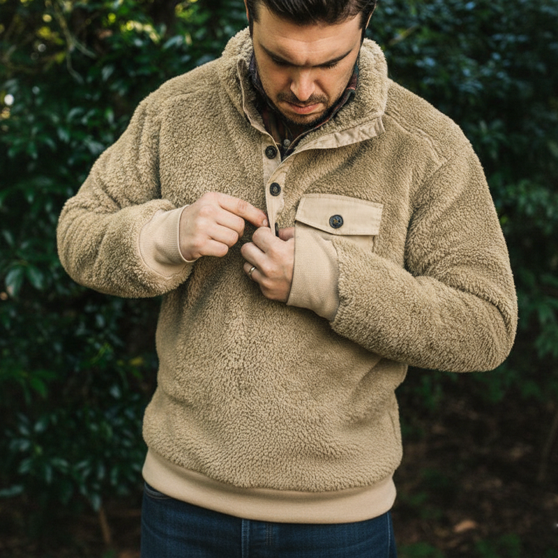 Men's Urban Warm Fleece Camel Stand Collar Sweatshirt MTA1768K6U