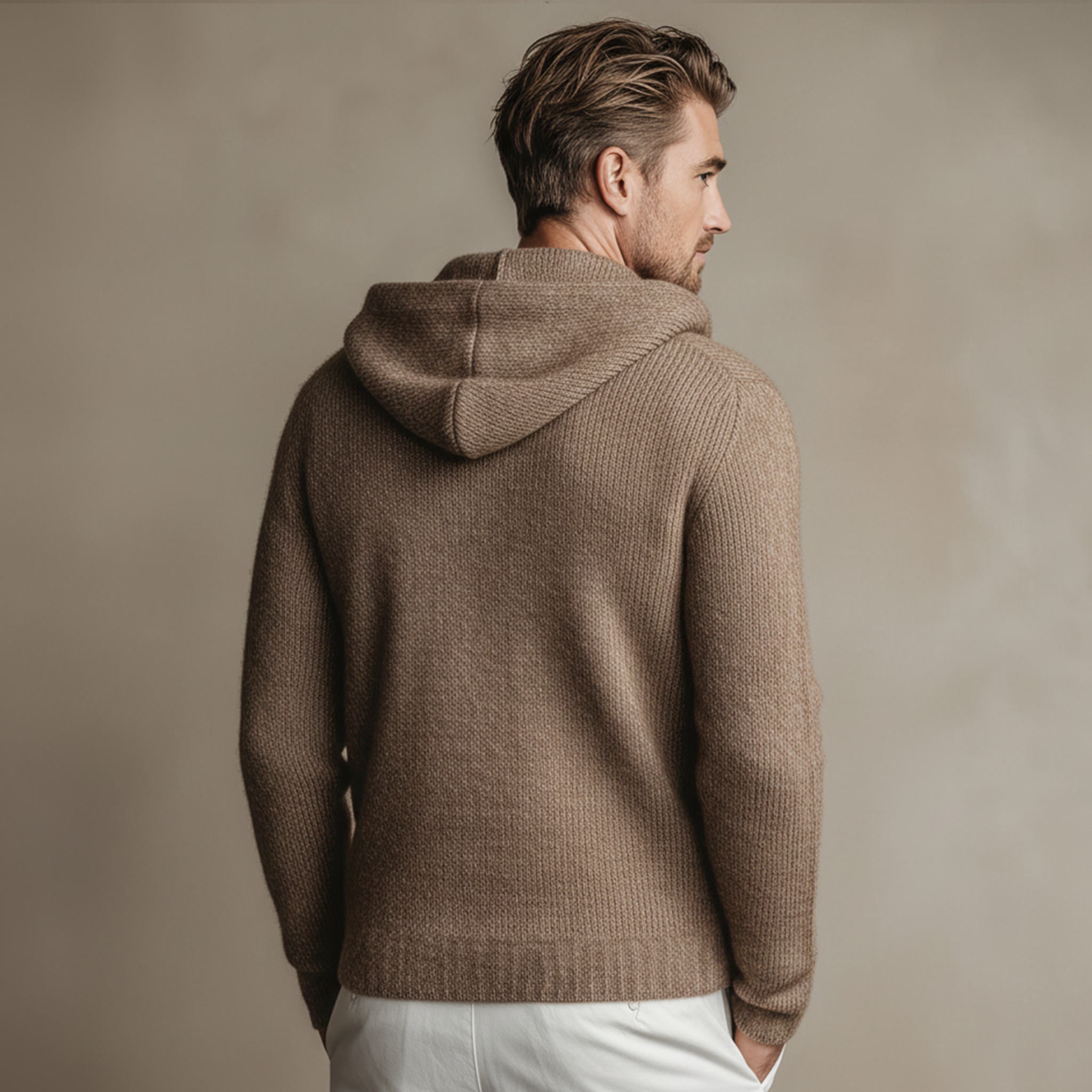 Men's Classic Casual Hooded Knit Cardigan MTA1374J5K