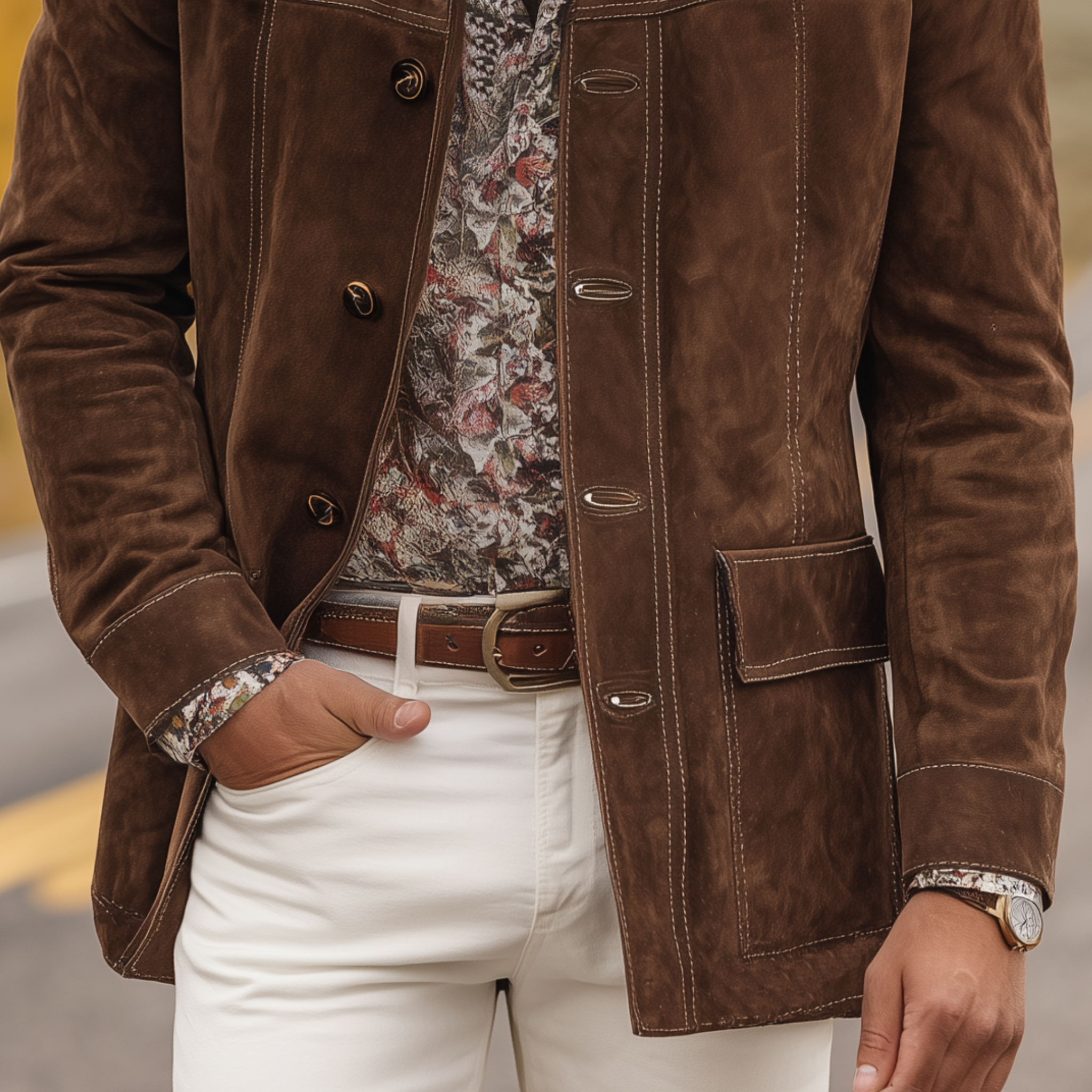 Men's Classic Western Casual Tough Lapel Suede Jacket MTA0816I4K