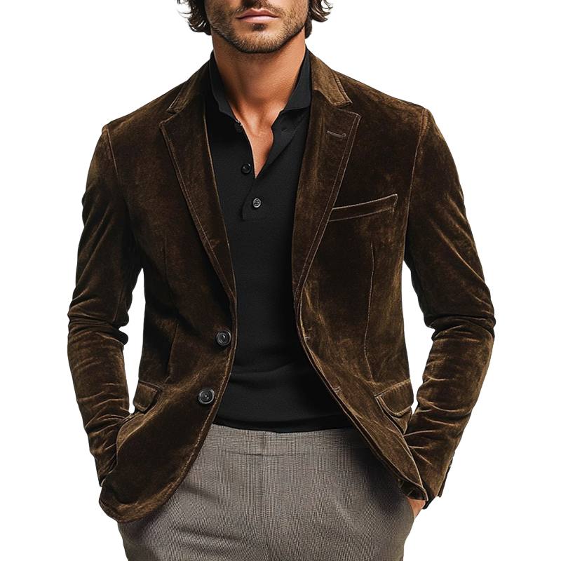 Men's Retro Velvet Slim Lapel Blazer MTA1553I8X