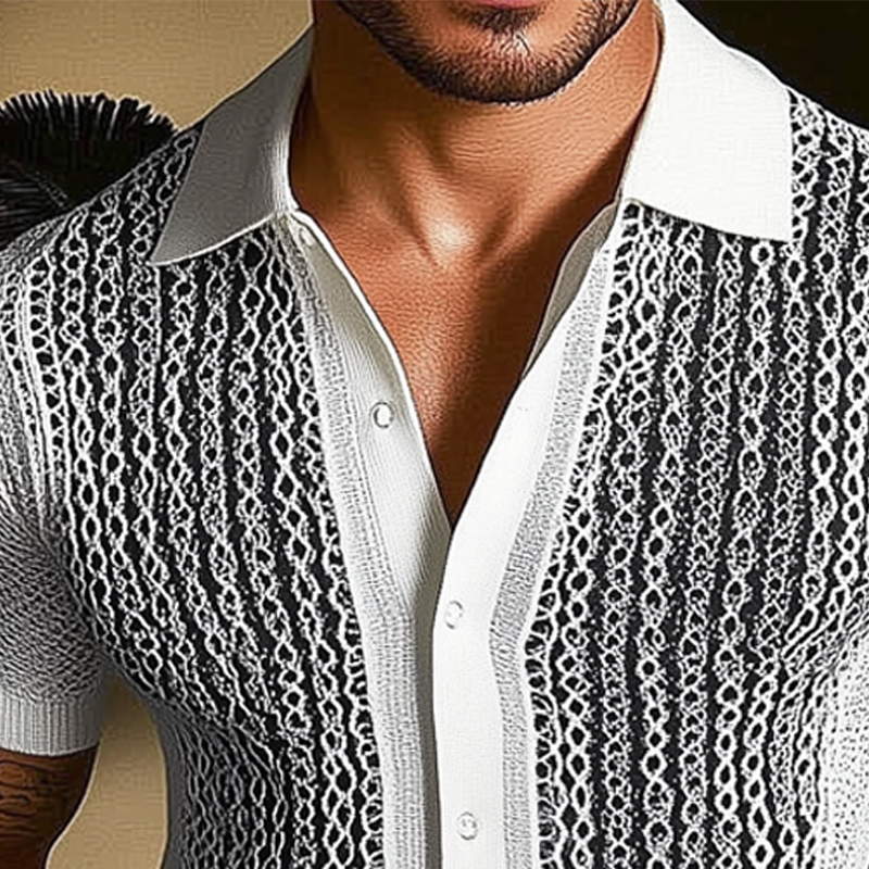Men's Summer Business Knitted Short-sleeved Shirt MTA2525F4U