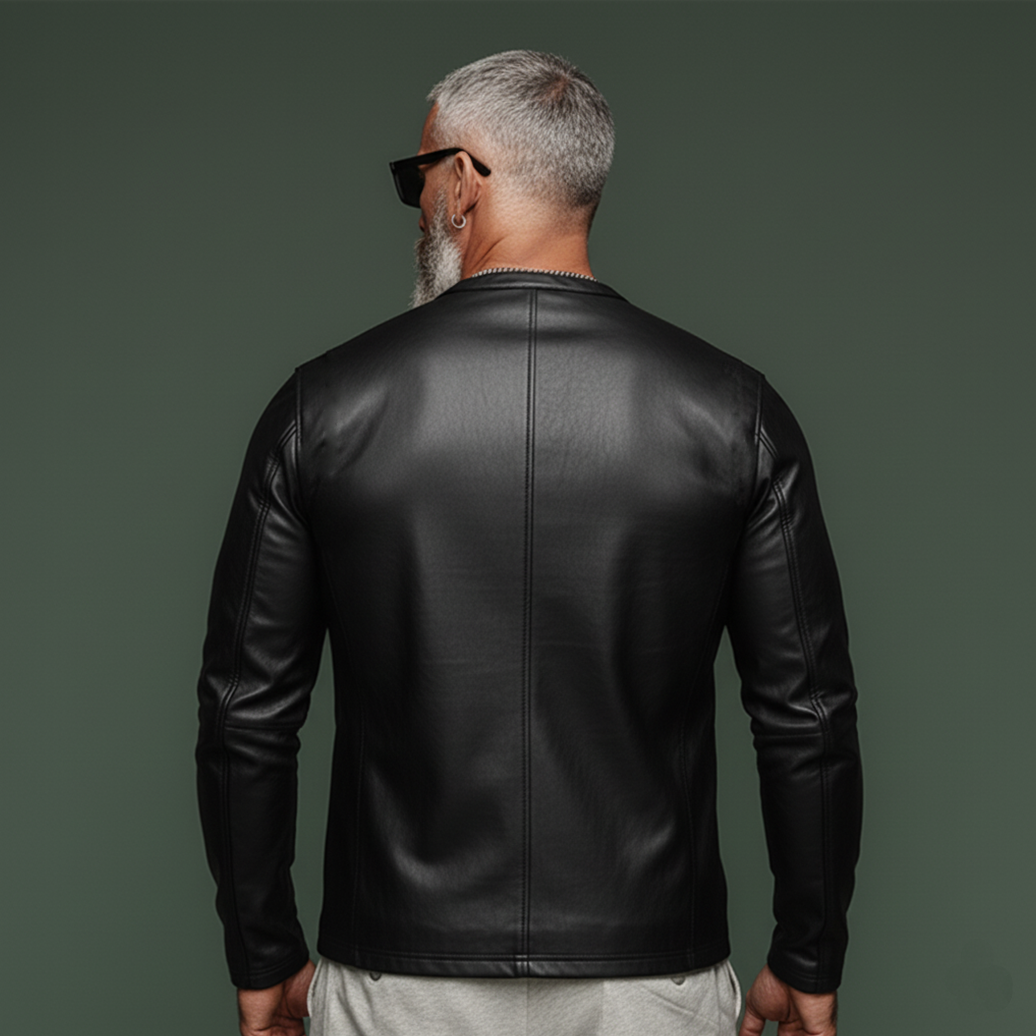 Men's Classic Casual Button-down PU Leather Slim-fit Long-sleeved Shirt MTA2590K8K